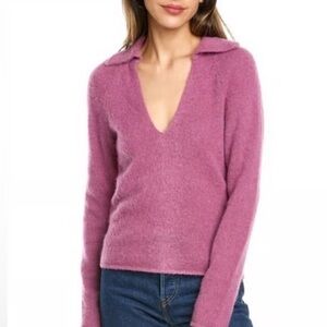 NWT Vince Alpaca Wool Blend Pullover Sweater Collared V-Neck Soft Warm XL Mauve